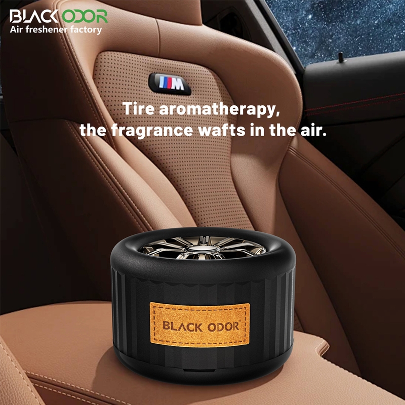 Black Odor Solid Tire Car Gel Air Freshener | Aromatherapy Perfume for Fresh & Stylish Car Interior view 4