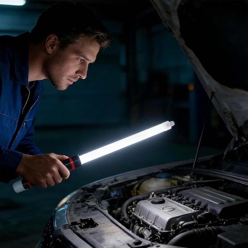 auto repair led rechargeable flashlight Flexible Stick, 30" Bendable Work Light High Lumen Professional Light 3 Lighting Modes Automotive Illumination Tool for Mechanic Car Repairs Inspections Tight Spaces High/low modes give you the precision that you need in all situations with a IPX4 rating that proves durability through rain or light water contact and a 1 meter impact resistance onto dirt and hard surfaces Bendable 27 LED Flashlight Stick