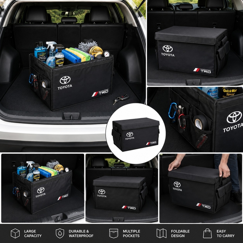 Premium Car Trunk Organizer | Foldable Car Storage Box with Multiple ...