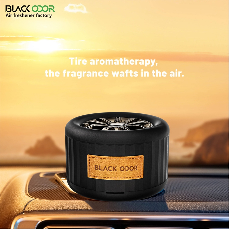 Black Odor Solid Tire Car Gel Air Freshener | Aromatherapy Perfume for Fresh & Stylish Car Interior view 3