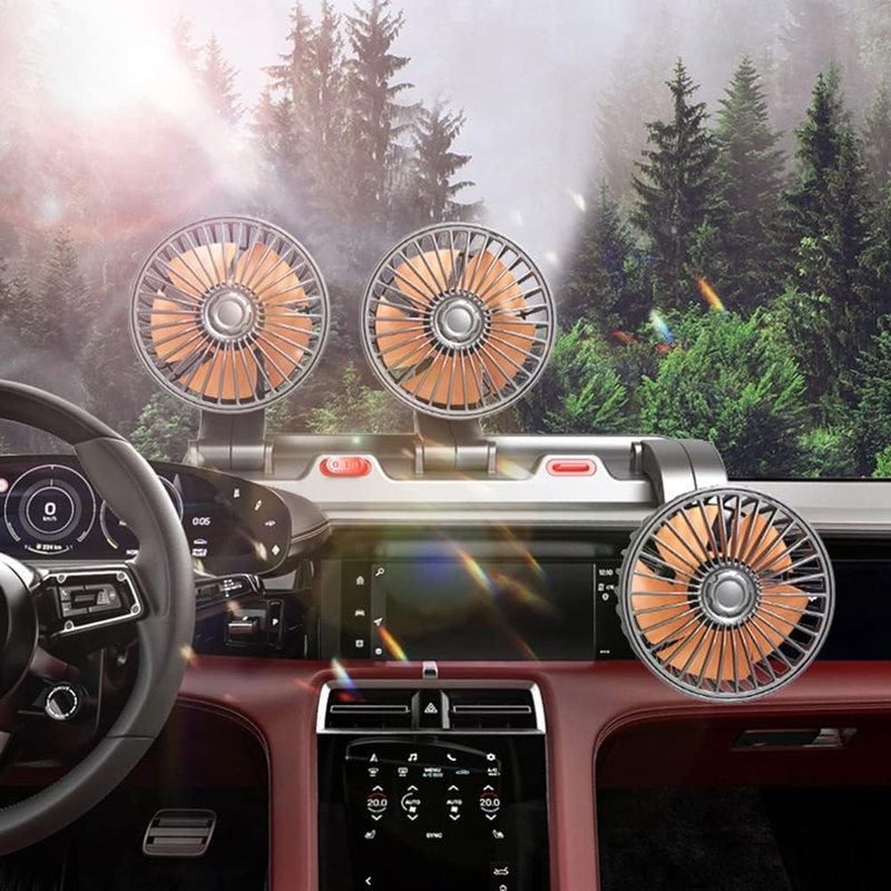 Three Head Vehicle Fan with Dual Speed Control – Adjustable Dashboard ...