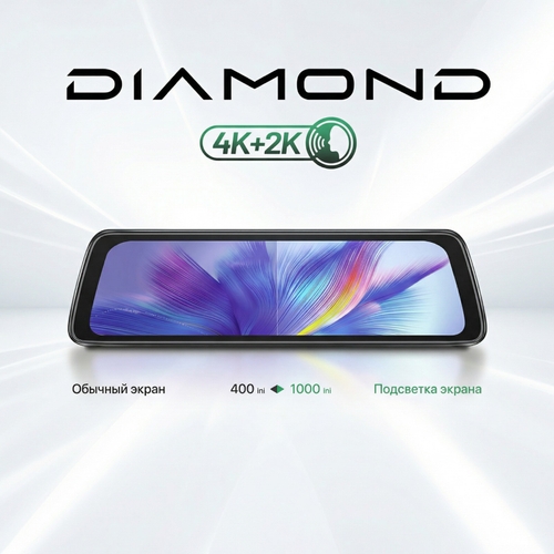 DIAMOND 230HD Mirror Dash Cam – 4K Front 2K Rear, 9.66” Touchscreen ...