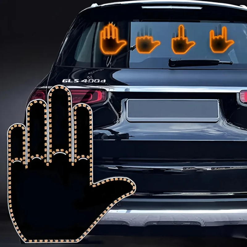 Back Window Finger Car Finger Light | LED Illuminated Gesture Light With Remote | Road ...