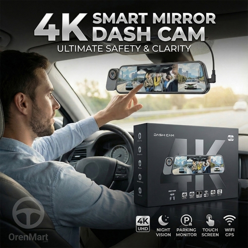 Smart 3 Channel Rearview Mirror Dash Cam with Front, Cabin & Rear