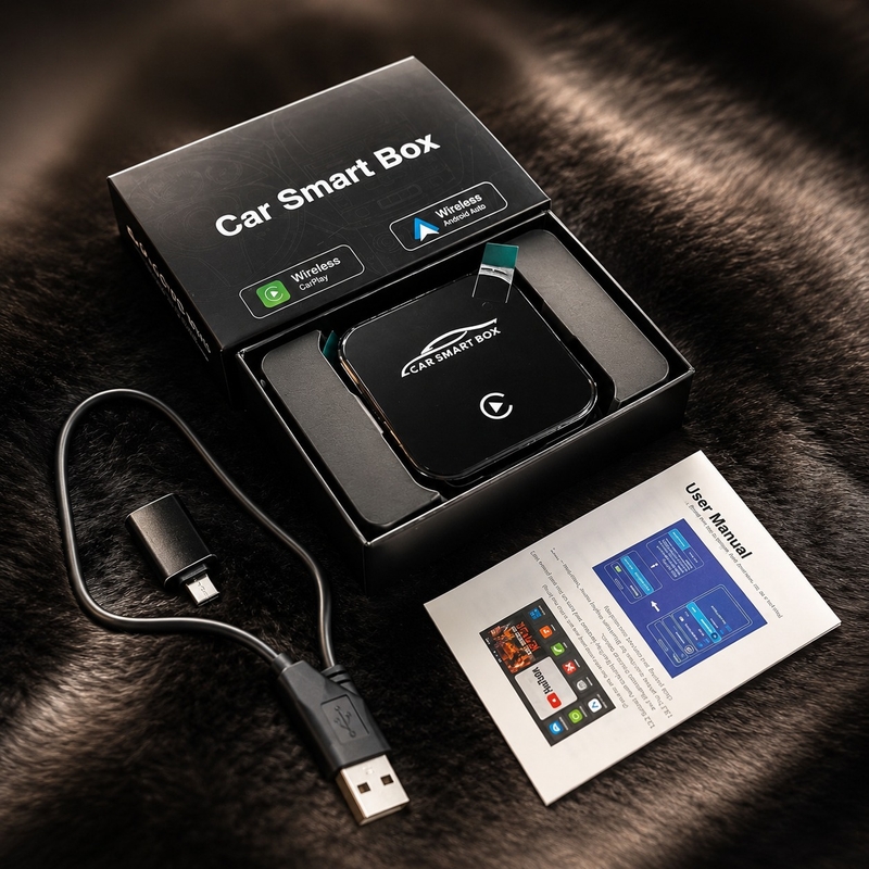 Socobeta Smart Display Box WiFi Per Auto – Screen Mirroring Wireless Con AirPlay E Miracast, HDMI E AV Per Navigazione E Video