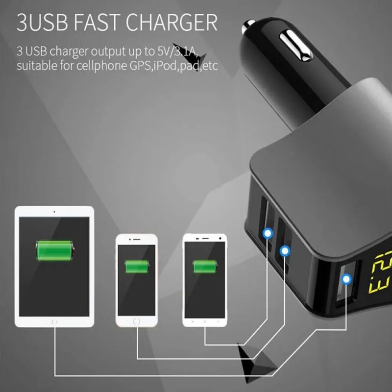 High Quality Car Charger 3 USB And 1 Chocket