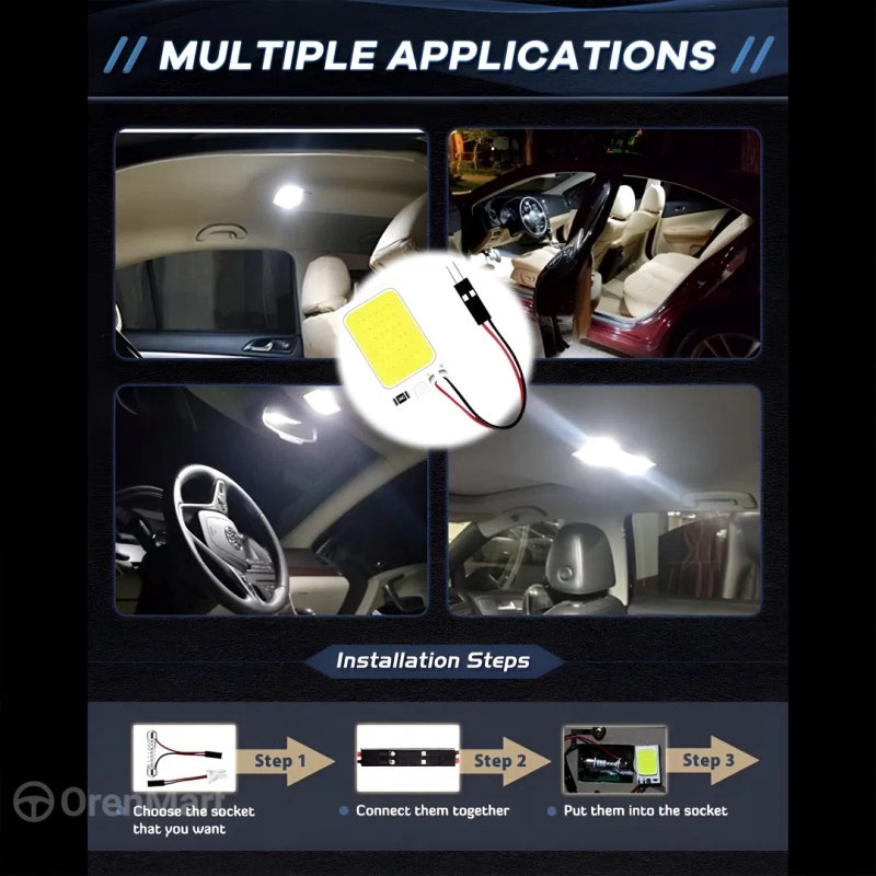 Super Bright LED Dome Lamp 12V for Car Interiors – Sleek Light Panel Design view 3