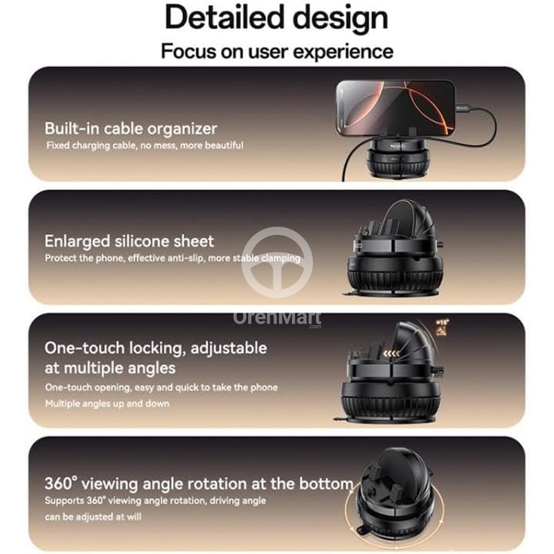Yesido C272 Car Phone Holder Ultimate 360° Spin with Dual Grip | Secure Dashboard Mount view 6